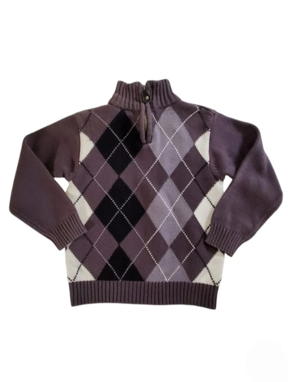 K1423 * Children's Place Argyle 1/4 Zip Sweater Charcoal Gray White Size S 5/6